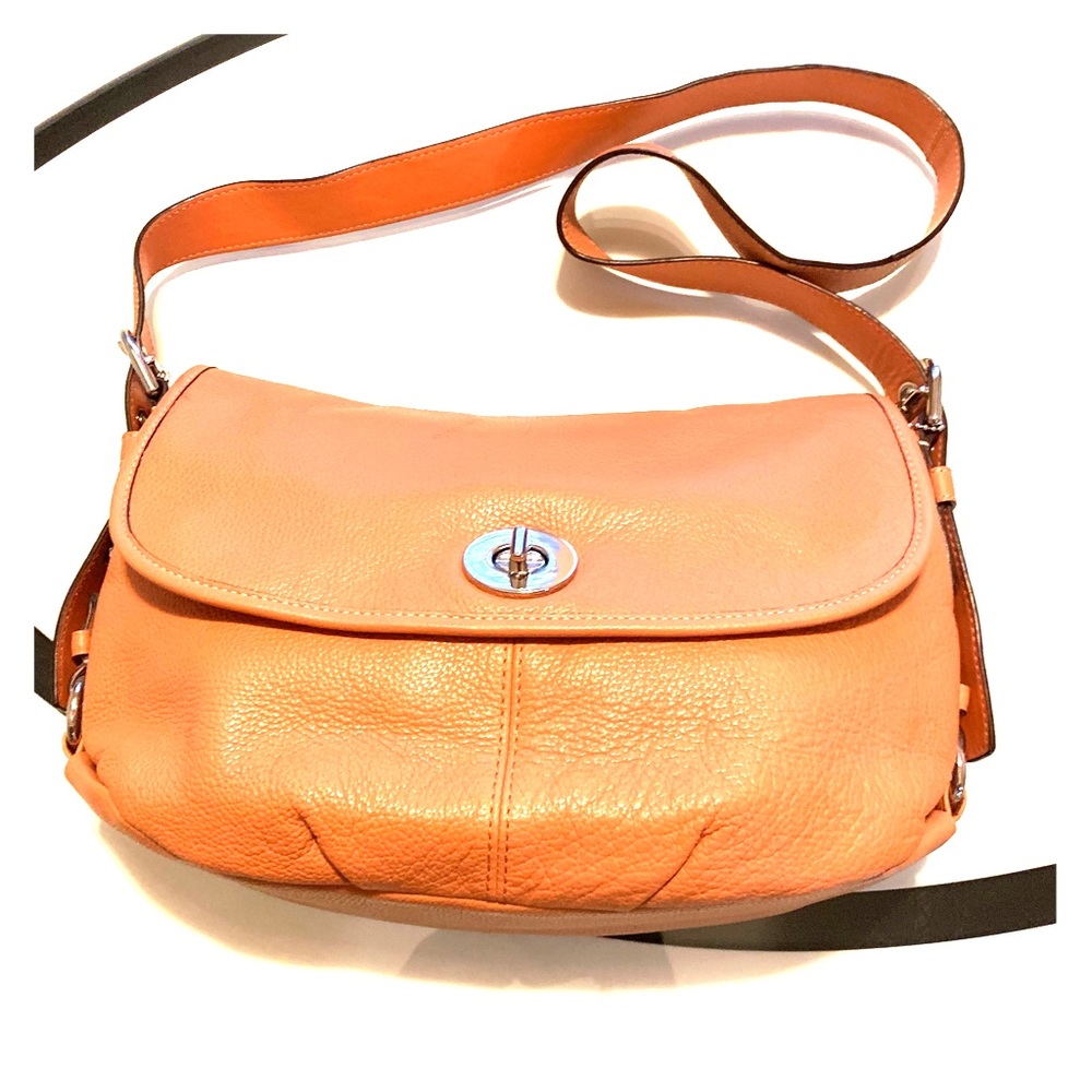 Coach Pebbled Leather Handbag Orange